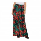 G.I.L.I. Women's Jetsetter Wide Leg Knit Pants XX-Small Blk Red Floral