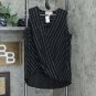 Laurie Felt Women's Sleeveless Wrap Blouse XX-Small Black Stripe