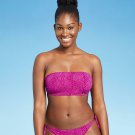 Xhilaration Women's Textured Bandeau Bikini Top Small Fuchsia Pink Snake