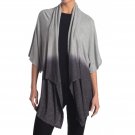 Status by Chenault Women's Open Front Textured Dip Dye Cardigan Large Gray / Charcoal