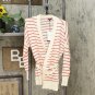 Who What Wear Women's Striped Long Sleeve Wrap Cardigan Sweater X-Small Ivory / Red Stripe