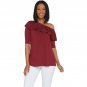 H by Halston Plus Size Jet Set Jersey Ruffle One-Shoulder Top Plus 3X Cabernet Red