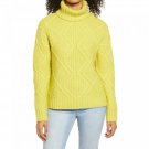 Caslon Women's Chunky Cable Knit Turtleneck Sweater X-Large Yellow Citron