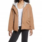 [BLANKNYC] Women's Hooded Quilted Tie Waist Puffer Coat Small On the Fence Brown