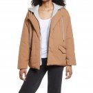 [BLANKNYC] Women's Hooded Quilted Tie Waist Puffer Coat Medium On the Fence Brown