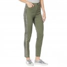 DG2 By Diane Gilman Virtual Stretch Metallic Side Stripe Skinny Jeans Plus Tall 24W Tall Olive Green