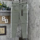 DG2 Petite Virtual Stretch Metallic Side Stripe Skinny Jeans  Olive Green 8P