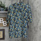 NWT Evryday Jane Womens Animal Print Faux Silk Button Up Shirt. 690099-Plus 2X Cheetah Blue