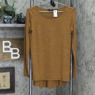 NWT G by Giuliana Womens Long-Sleeve Pleat Back Mixed Media Top XS Copper