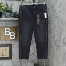 NWT DG2 by Diane Gilman Women's Petite Embellished Side Fringe Hem Jeans 6P Black