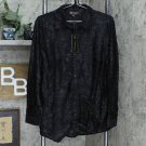 NWT DG2 by Diane Gilman Womens Plus Velvet Burnout Button Front Tunic Shirt Top 1X Black