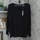 NWT T by Tahari Womens Stretch Knit Long Sleeve Shirt Blouse Top 1X Black