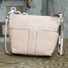 NWT T Tahari Skyler Leather Whipstitch Top Zip Crossbody Dusty Rose Pink One Size
