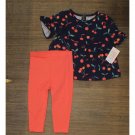 NWT Just One You Made By Carter's Baby Girls' Cherries Top & Bottom Set 12M Navy Blue