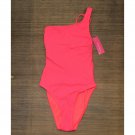 NWT Xhilaration Juniors' Textured One Shoulder One Piece Swimsuit S Pink