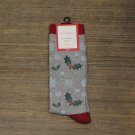 NWT Club Room Mens Holiday Candy Cane and Lights Holly Leaves Crew Socks One Size Gray Holly