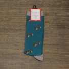 NWT Club Room Mens Holiday Acorn Crew Socks One Size Turquoise Blue