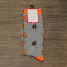 NWT Club Room Mens Holiday Fall Leaves Crew Socks One Size Gray Orange