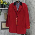 NWT Tallia Men's Topcoat with Contrast Velvet Top Collar XL Red