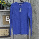 NWT Club Room Men's Cable-Knit Cotton Pullover Sweater M Cobalt Heather Blue