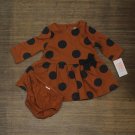NWT Just One You By Carter's Baby Girls' Dot Dress 3M Brown Black Polka Dots