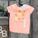 NWT Cat & Jack Girls' 'Let the Sunshine' Short Sleeve Graphic T-Shirt XS Neon Peach Orange