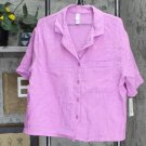 NWT Stars Above Women's 100% Cotton Short Sleeve Button-Up Shirt M Mauve Pink