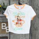 NWT Britney Spears Women's Ringer Baby Short Sleeve Cropped Graphic T-Shirt XL White