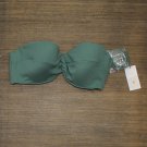 NWT Shade & Shore Womens Lightly Lined Twist-Front Crepe Textured Bandeau Bikini Top 34D Green