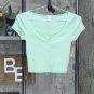NWT Colsie Women's Notch Collar Neck Short Sleeve Lounge Cropped T-Shirt XS Green