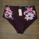 NWT Kona Sol Women's High Waist Medium Coverage Bikini Bottom XL Purple Floral