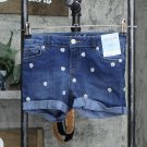 NWT Cat & Jack Girls' Embroidered Daisy Jean Shorts M Medium Wash Blue