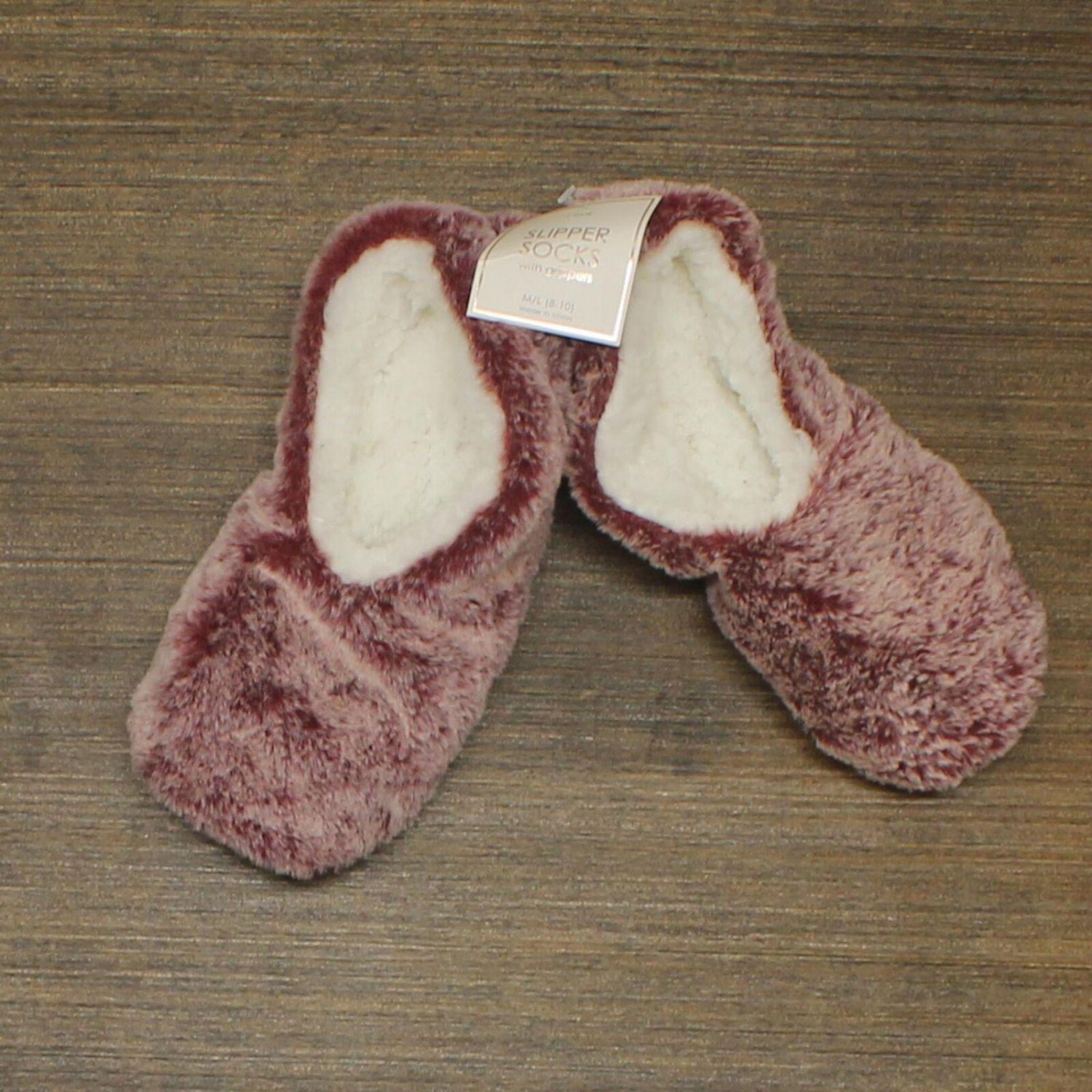 NWT ZUZIFY Women's Faux Fur Pull On Slipper Sock FXL-4179 M / L Red