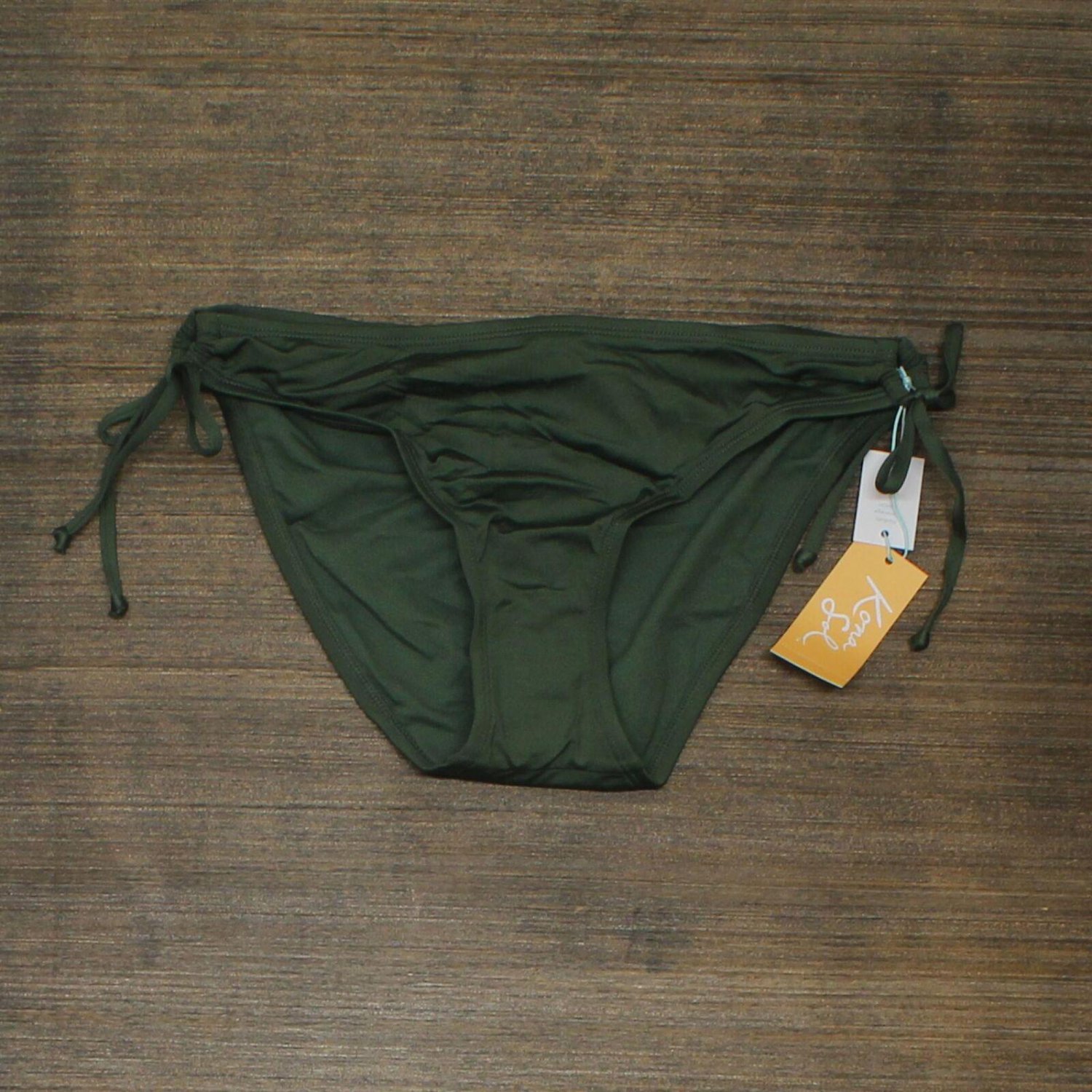 NWT Kona Sol Women's Medium Coverage Keyhole Hipster Bikini Bottom AFK76B M Dark Green