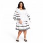 NWT Private Label Women's Plus Size Ric Rac Flare Sleeve Dress PDD-100-BP 1X Black / White