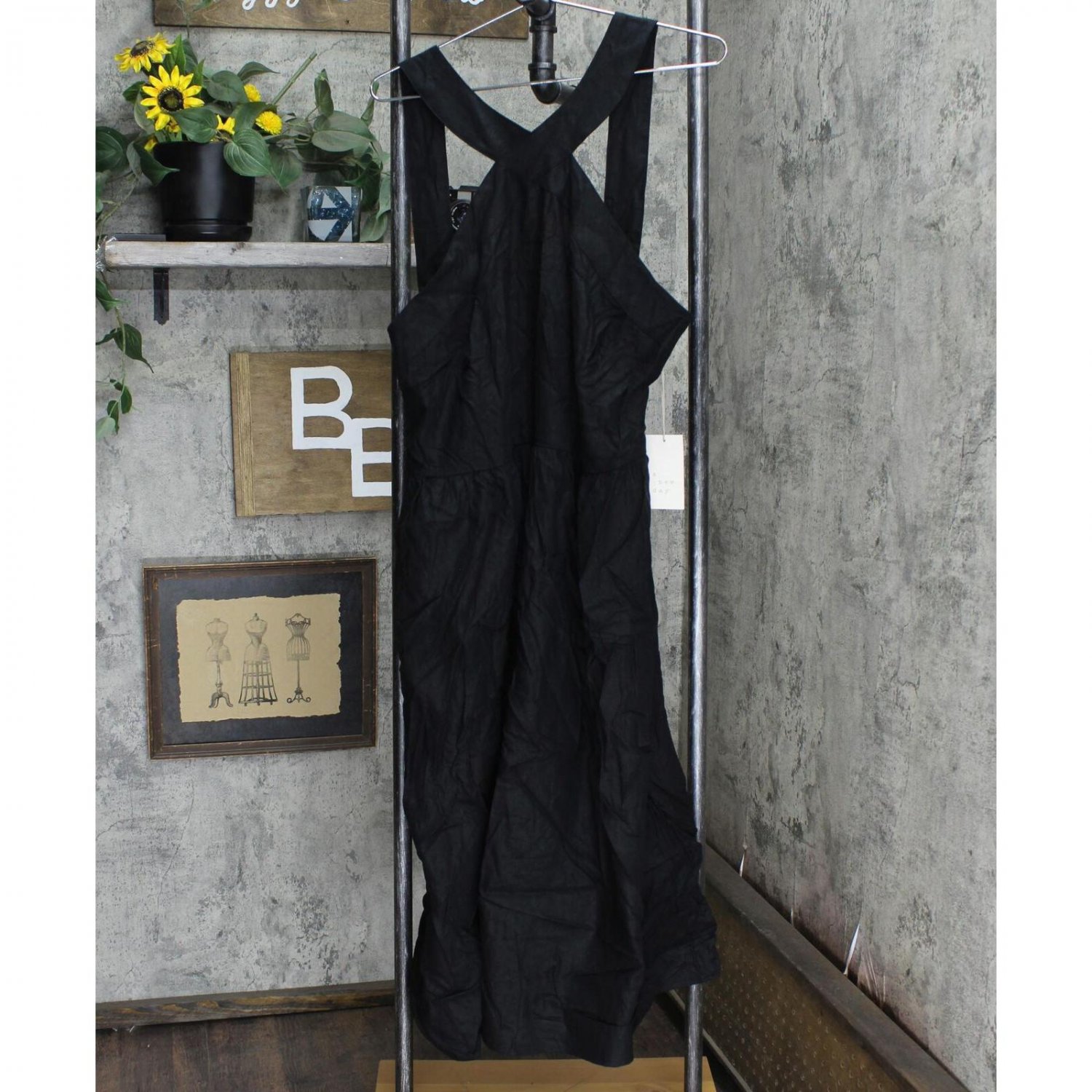 A New Day Women's Plus Size Sleeveless Linen Dress 567718 1X Black