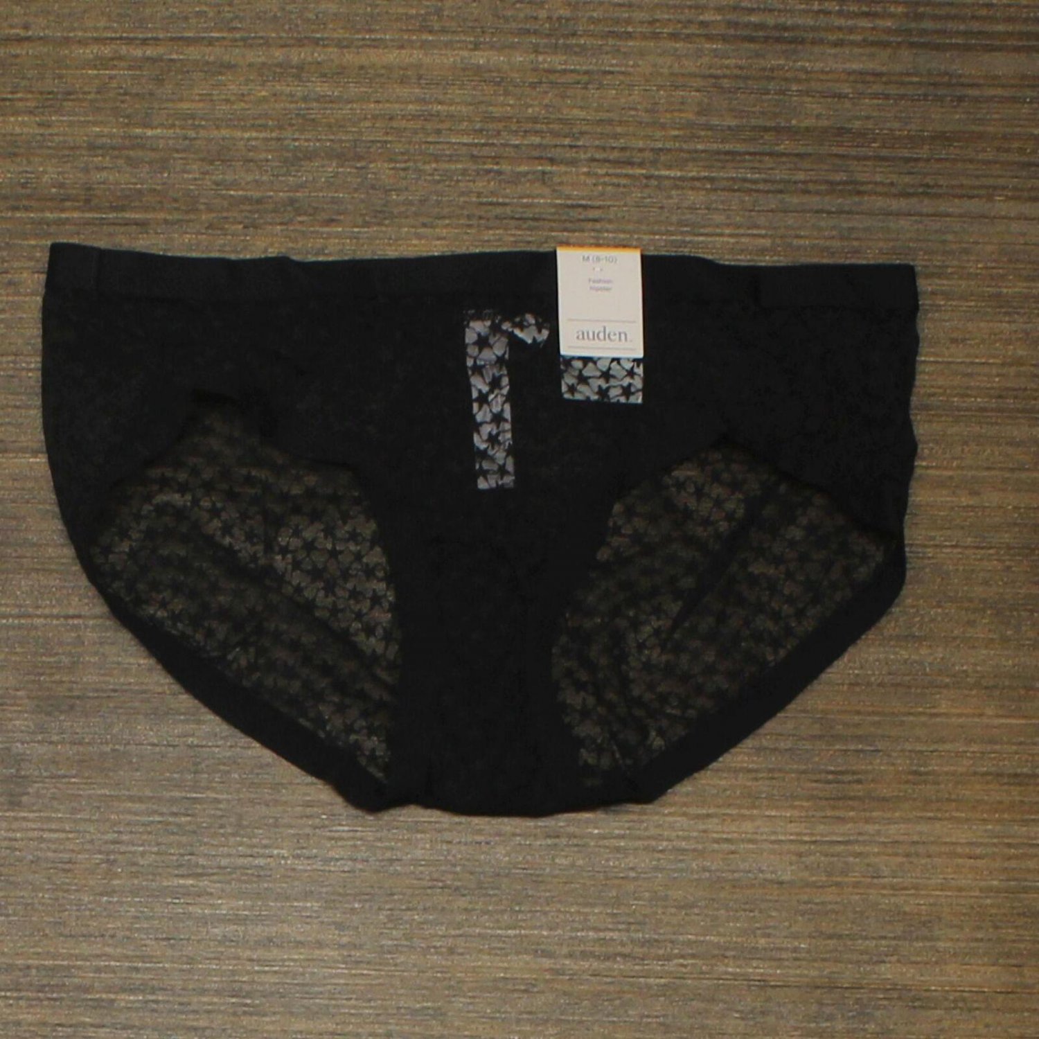 NWT Auden Women's Mesh Hipster Underwear 9002W M Black