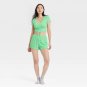 NEW Colsie Women's Pointelle Knit Crop Top and Shorts Pajama Set 1EE0P Green S
