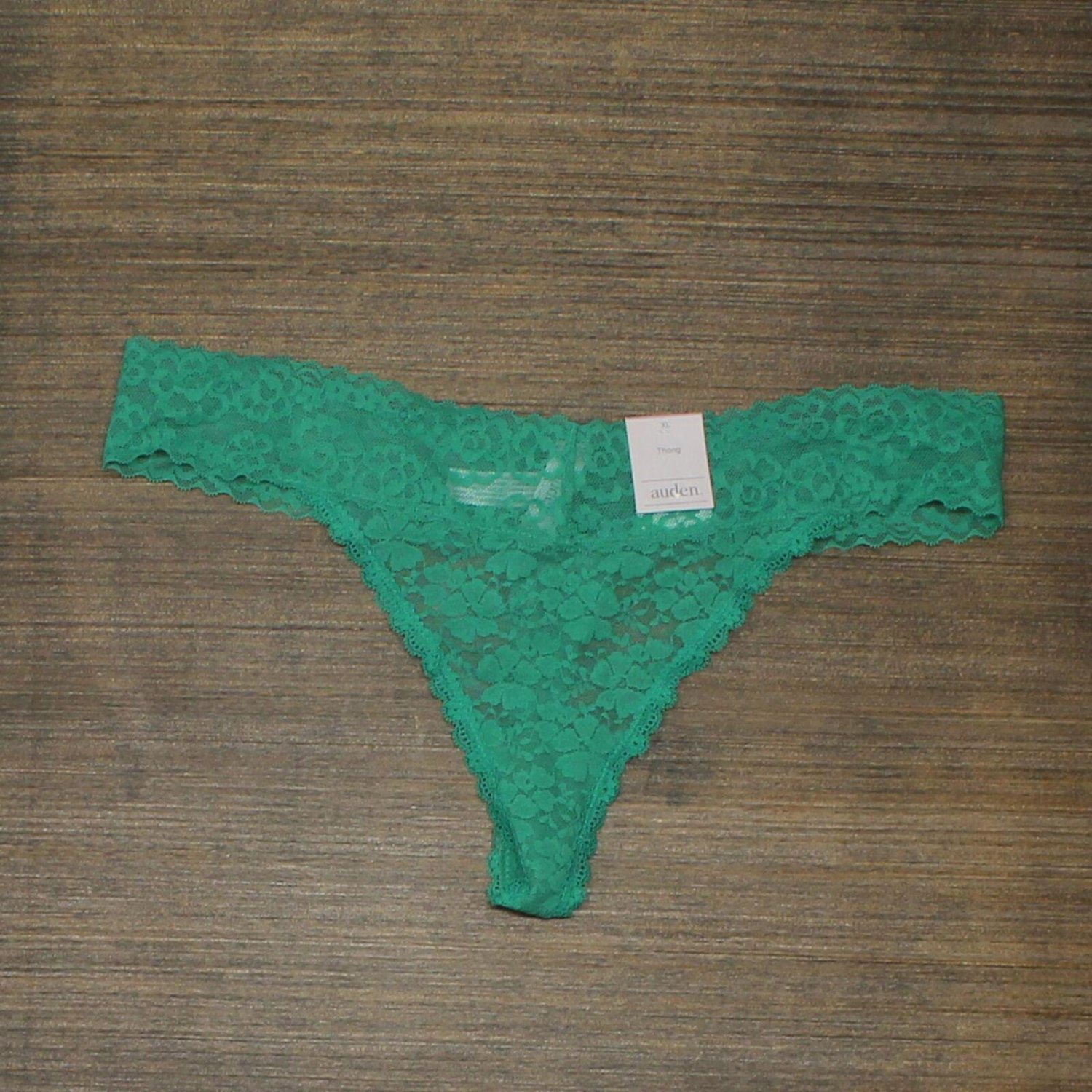 NWT Auden Women's All Over Lace Thong. Y3RZG XL Green