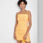 NWT Wild Fable Women's Double Ruched Bodycon Dress J14023 L Gold Plaid Yellow