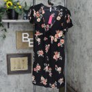 NWT Xhilaration Women's Floral Print Short Sleeve Tie Front Dress TXV-36749 M Black