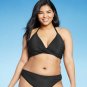 Shade & Shore Women's Lightly Lined Ribbed Wrap Front Bikini Top AFU91 Black 34D
