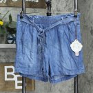 NWT Knox Rose Women's Mid-Rise Paperbag Shorts L Blue