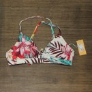 NWT Kona Sol Women's Ribbed Triangle Bikini Top AFU02T S Floral Multicolor