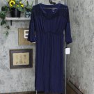 NWT Isabel Maternity by Ingrid & Isabel 3/4 Sleeve Lace Yoke Knit Maternity Dress M Navy Blue