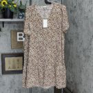 NWT A New Day Women's Floral Print Short Sleeve Hem Dress 564140 XL Brown