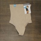 NWT SlimShaper by Miracle Brands Women's High Waist Thong 22411 M Beige Brown