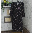 NWT Ava & Viv Women's Plus Size Floral Print 3/4 Sleeve Dress 564899 2X Black