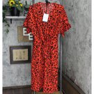 NWT Who What Wear Women's Animal Print Flutter Elbow Sleeve Tie Waist Dress WD-793 XS Red