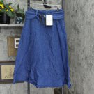 NWT Who What Wear Women's Mid-Rise Belted Swing A-Line Midi Skirt WB-587-2 4 Blue